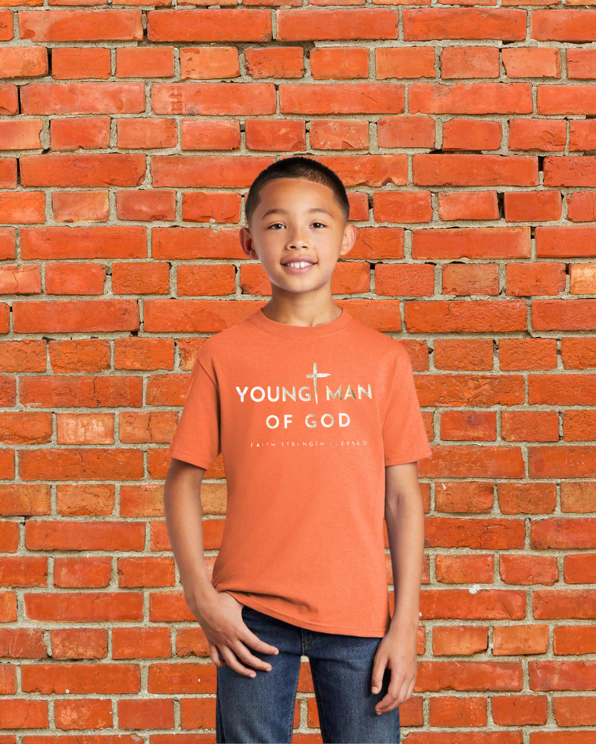 ORANGE TEE YOUNG MAN OF GOD