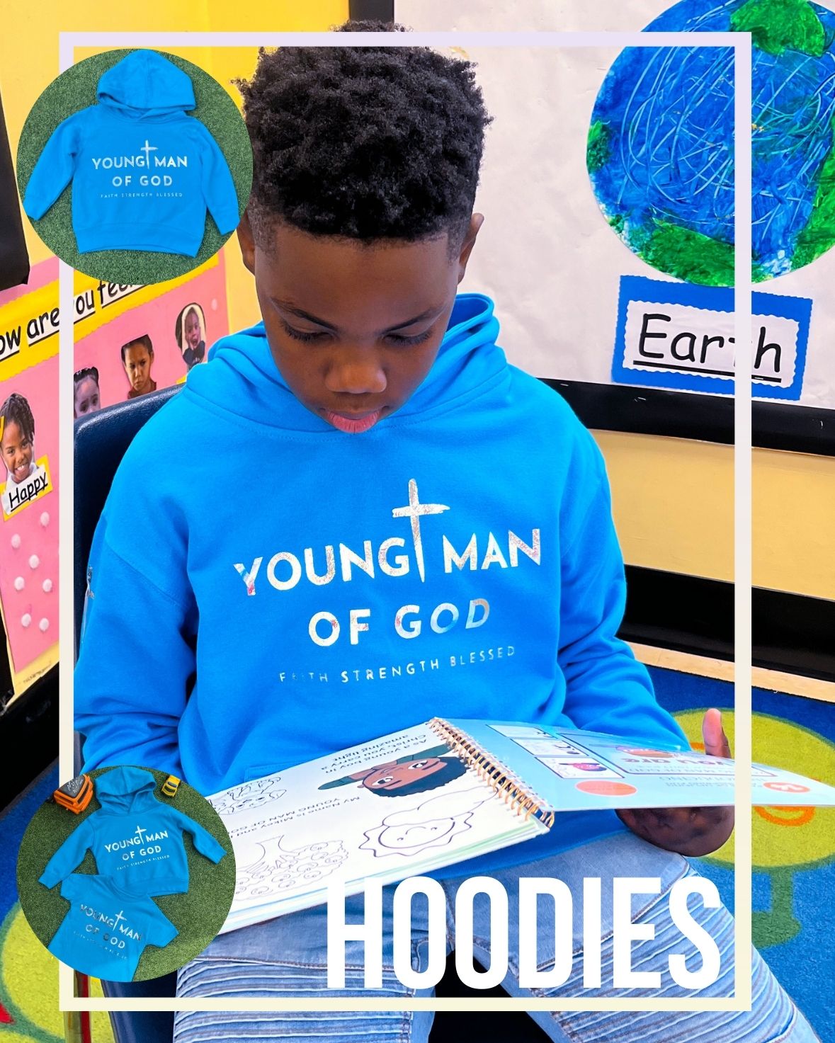 Blue hoodie young man of god