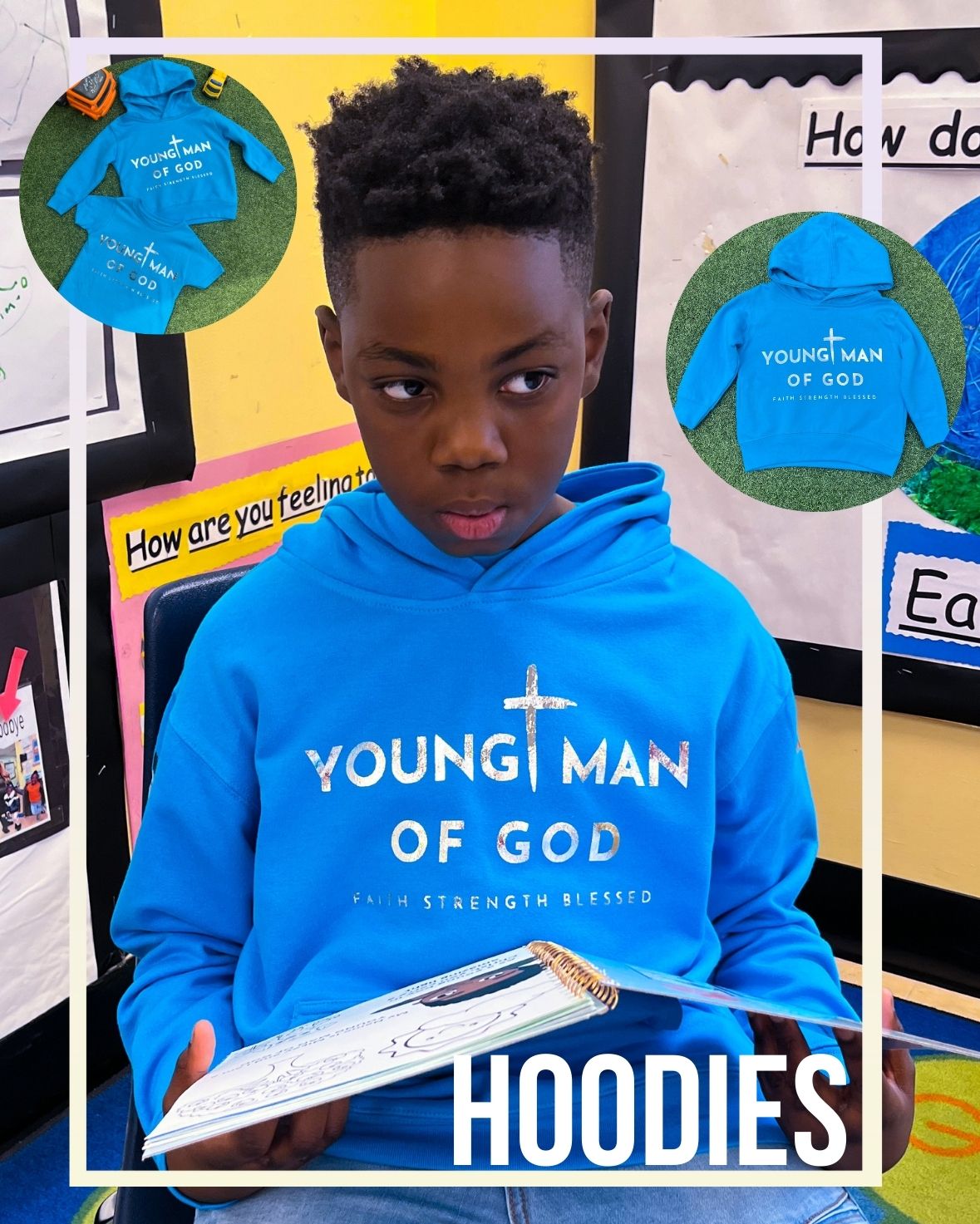 Blue hoodie young man of god