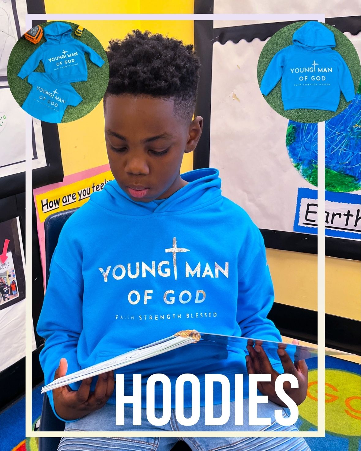 Blue hoodie young man of god